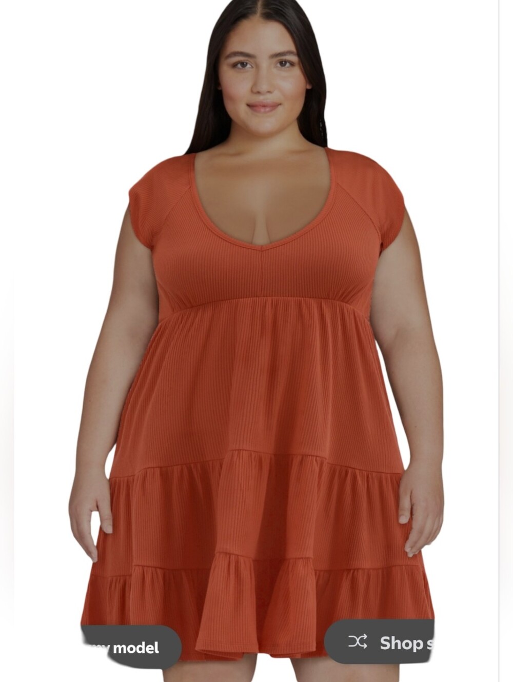 No Boundaries Womens Plus Size Rust Mini Tiered Dress Size XXL